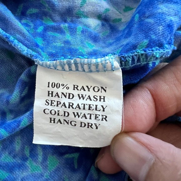 Santiki Blue Batik Print Sleeveless V-Neck Mini Dress Womens Medium Tropical - Picture 10 of 10